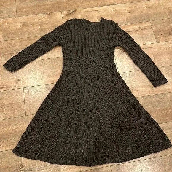 Eliza J Fit and Flare Cable Knit Ribbed Sweater Dress Gray Sz S - Picture 10 of 12